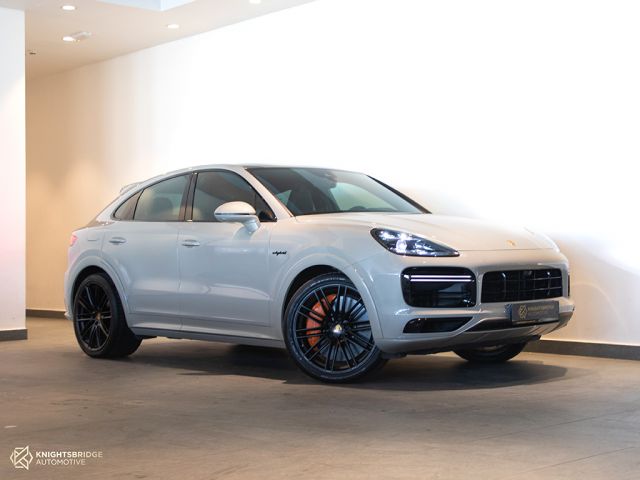 Used - Perfect Condition 2021 Porsche Cayenne Turbo S E-Hybrid Coupe Nardo Grey exterior with Red interior at Knightsbridge Automotive