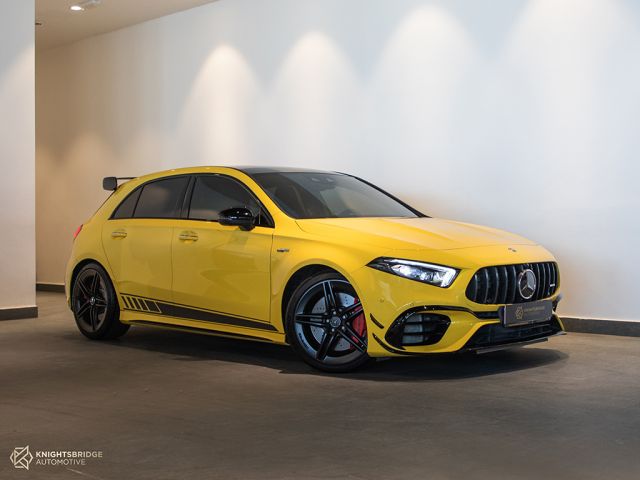Used - Perfect Condition 2020 Mercedes-Benz A45 S-AMG Yellow exterior with Black interior at Knightsbridge Automotive