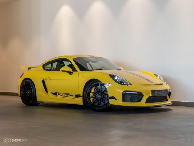 Perfect Condition 2016 Porsche Cayman GT4 Yellow exterior with Black interior at Knightsbridge Automotive