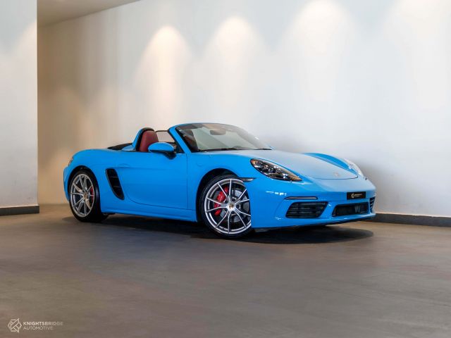 Perfect Condition 2017 Porsche Boxster S Blue exterior with Red interior at Knightsbridge Automotive