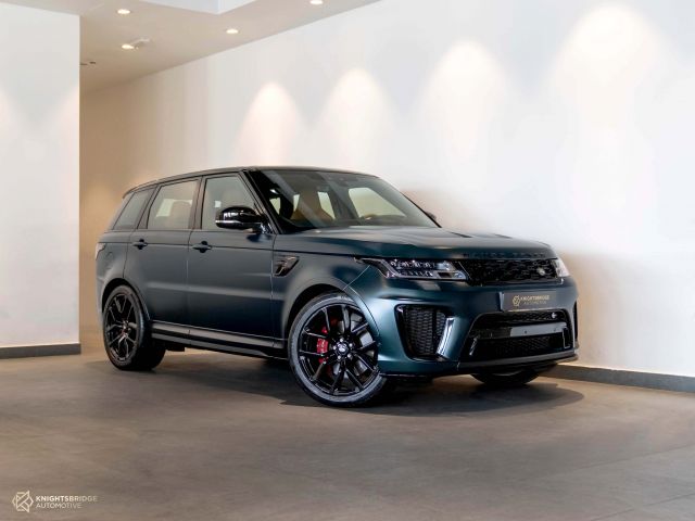 Perfect Condition 2019 Range Rover Sport SVR Green exterior with Brown interior at Knightsbridge Automotive