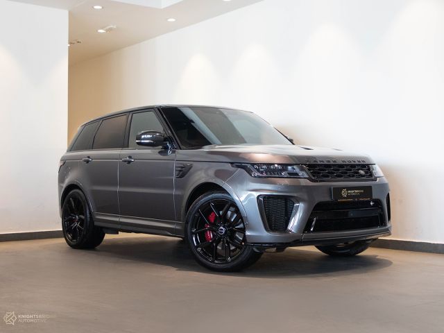 Perfect Condition 2019 Range Rover Sport SVR Grey exterior with Red interior at Knightsbridge Automotive