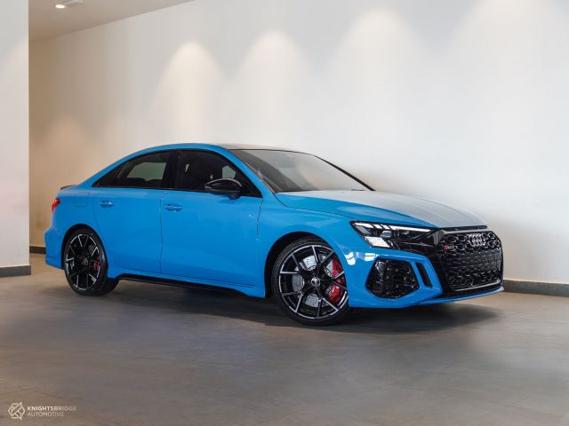 Perfect Condition 2022 Audi RS 3 Blue exterior with Black interior at Knightsbridge Automotive