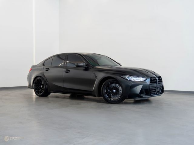 Used - Perfect Condition 2021 BMW M3 Competition Matte Black exterior with Blue and Black interior at Knightsbridge Automotive