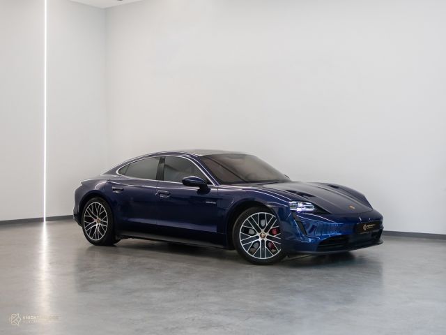 Used - Perfect Condition 2022 Porsche Taycan 4S Blue exterior with Red interior at Knightsbridge Automotive