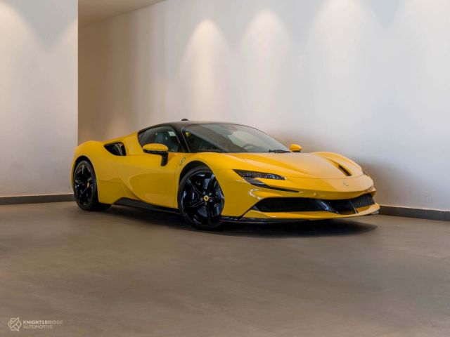 Used - Perfect Condition 2021 Ferrari SF90 Stradale Yellow exterior with Blue interior at Knightsbridge Automotive