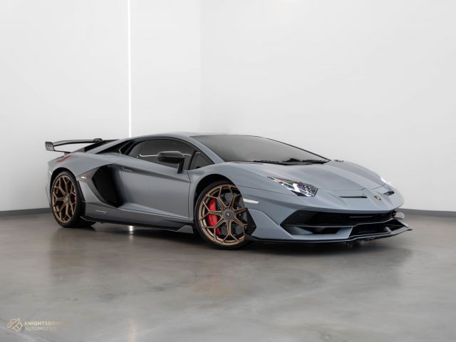 Used - Perfect Condition 2021 Lamborghini Aventador SVJ Nardo Grey exterior with Red and Black interior at Knightsbridge Automotive