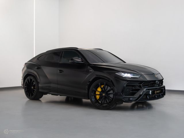 Used - Perfect Condition 2022 Lamborghini Urus Matte Black exterior with Yellow and Black interior at Knightsbridge Automotive