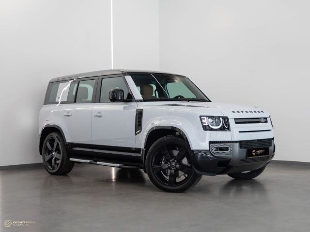 New 2023 Land Rover Defender 110 X White exterior with Brown and Black interior at Knightsbridge Automotive