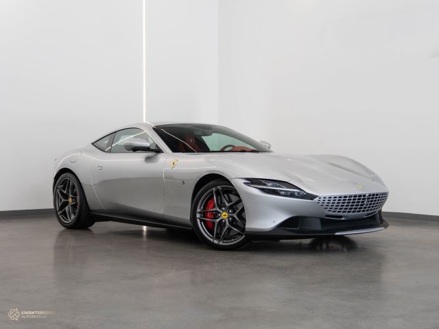 Used - Perfect Condition 2023 Ferrari Roma Silver exterior with Red and Black interior at Knightsbridge Automotive