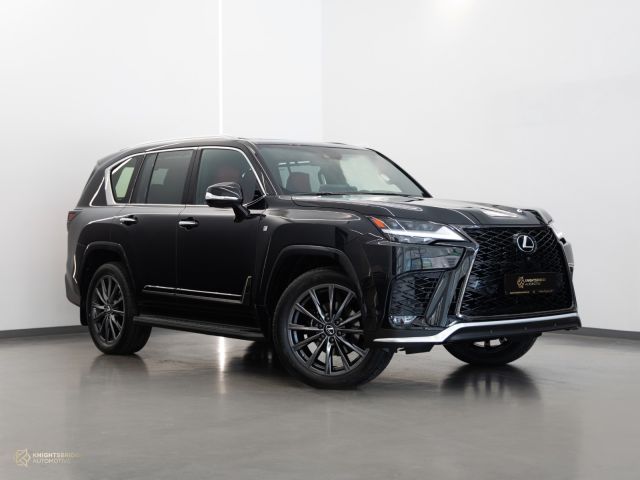 New 2023 Lexus LX 600 F Sport Black exterior with Red and Black interior at Knightsbridge Automotive