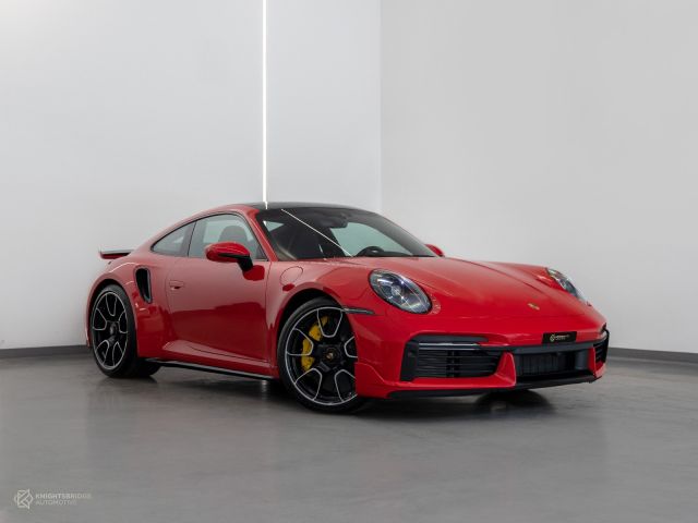 Used - Perfect Condition 2023 Porsche 911 Turbo S Red exterior with Red and Black interior at Knightsbridge Automotive