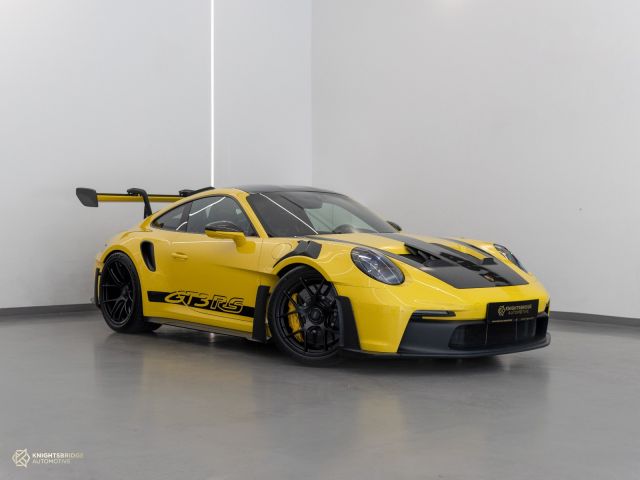 Used - Perfect Condition 2023 Porsche 911 GT3 RS Weissach Package Yellow exterior with Black interior at Knightsbridge Automotive
