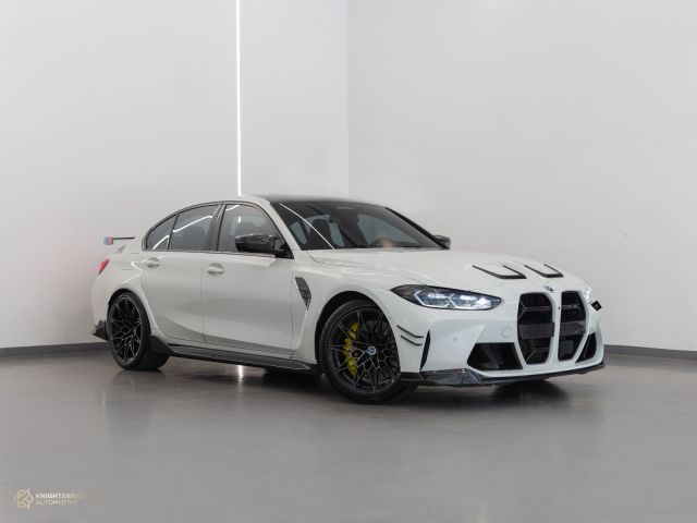 Used - Perfect Condition 2022 BMW M3 Competition White exterior with Blue and Black interior at Knightsbridge Automotive