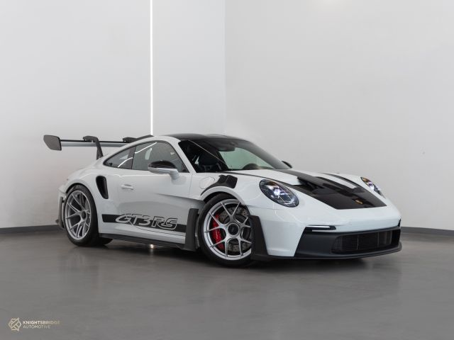New 2024 Porsche 911 GT3 RS Weissach Package White exterior with Black interior at Knightsbridge Automotive