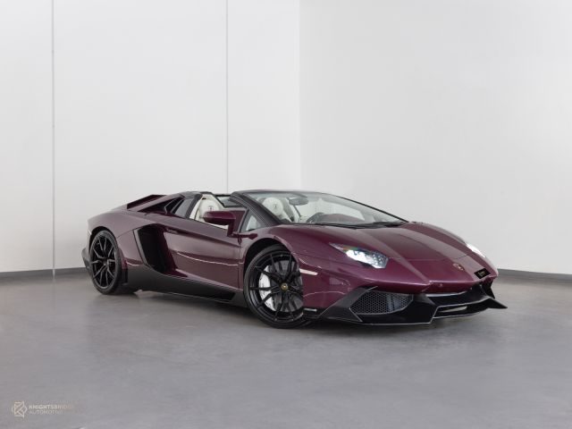 Used - Perfect Condition 2015 Lamborghini Aventador Roadster LP700-4 Purple exterior with White interior at Knightsbridge Automotive